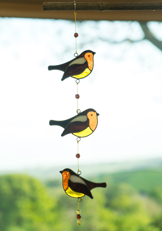 String Of 3 Robin Suncatchers
