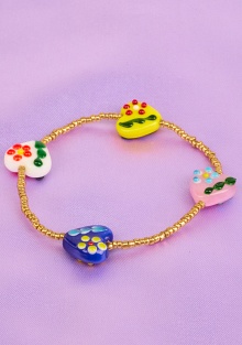 Heart Glass Beaded Bracelet