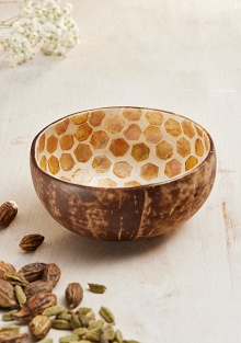 Coconut Bowl, Shell Honeycomb Bee