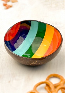 Coconut Bowl With Rainbow Stripe