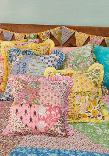 Patchwork Block Print Cushion Cover