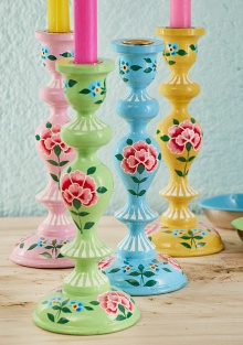 Chrysanthemum XL Hand Painted Candlestick