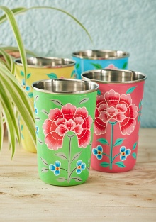 Chrysanthemum Hand Painted Enamel Large Tumbler