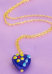 Heart Glass Bead Pendant Necklace