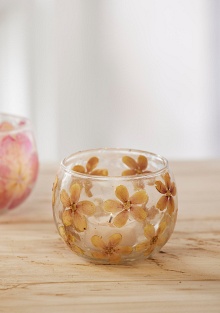Pressed Flower Glass Votive Tealight